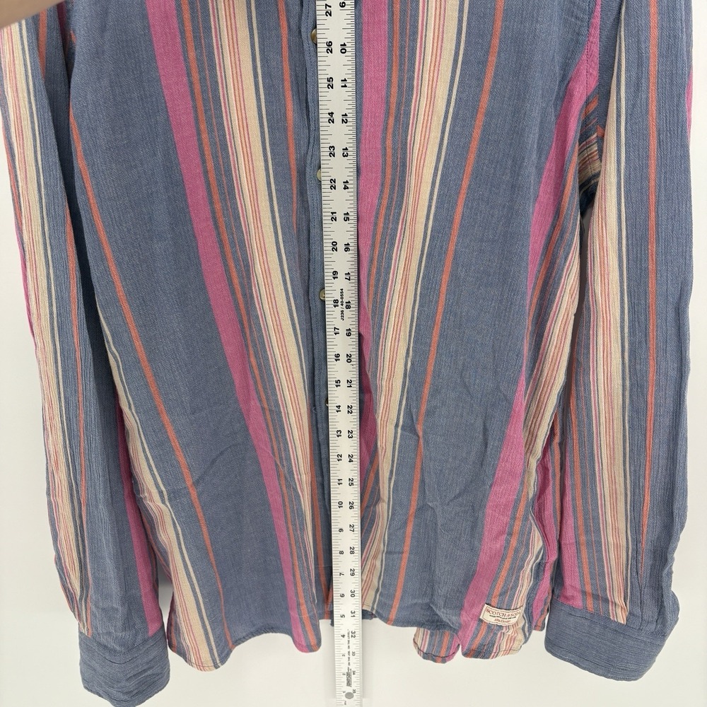 Scotch And Soda Men's Multi Colored Striped XL Organic Cotton Button Up Shirt - Picture 5 of 11